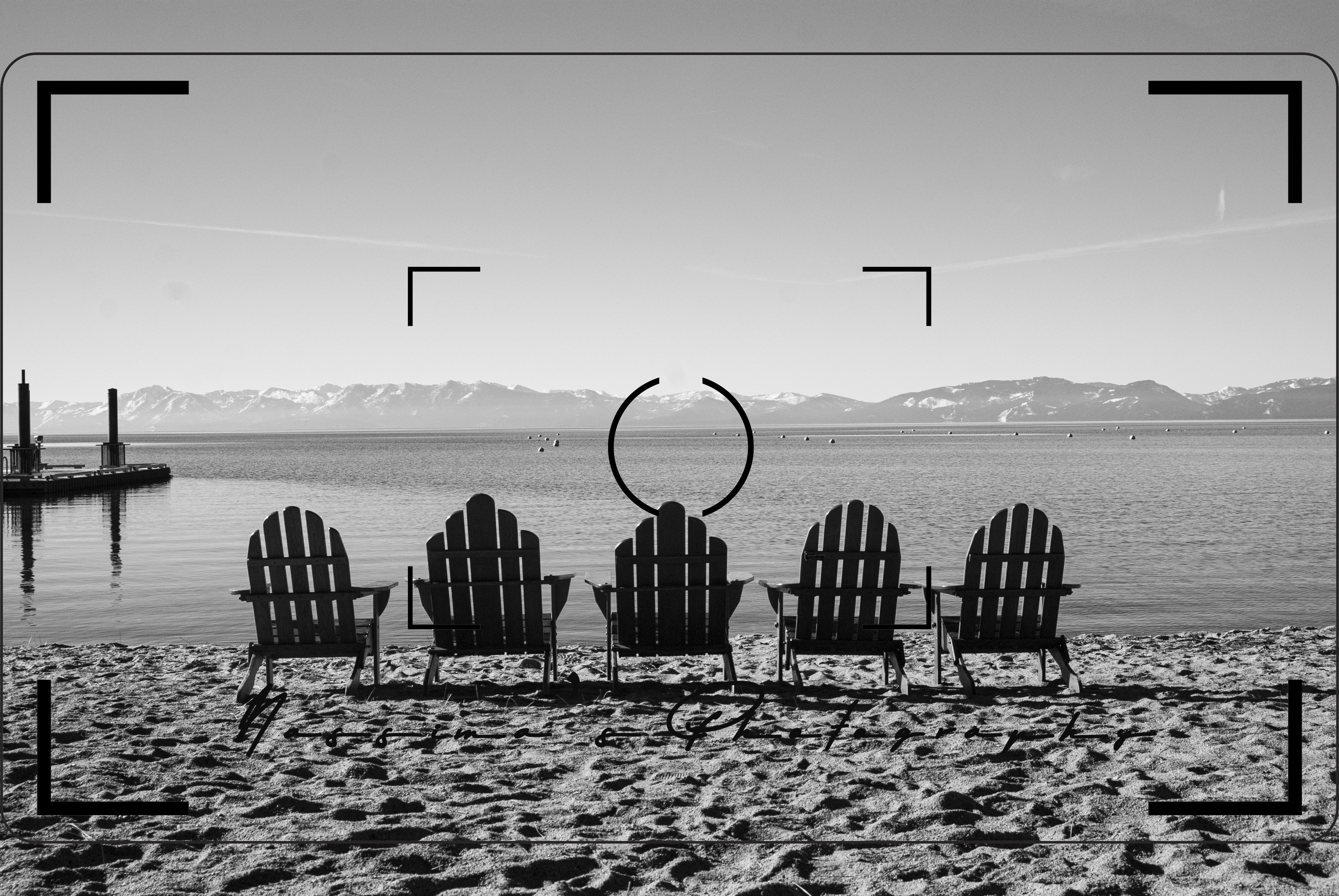 5 chairs on the beach at Incline Village, Lake Tahoe, Nevada