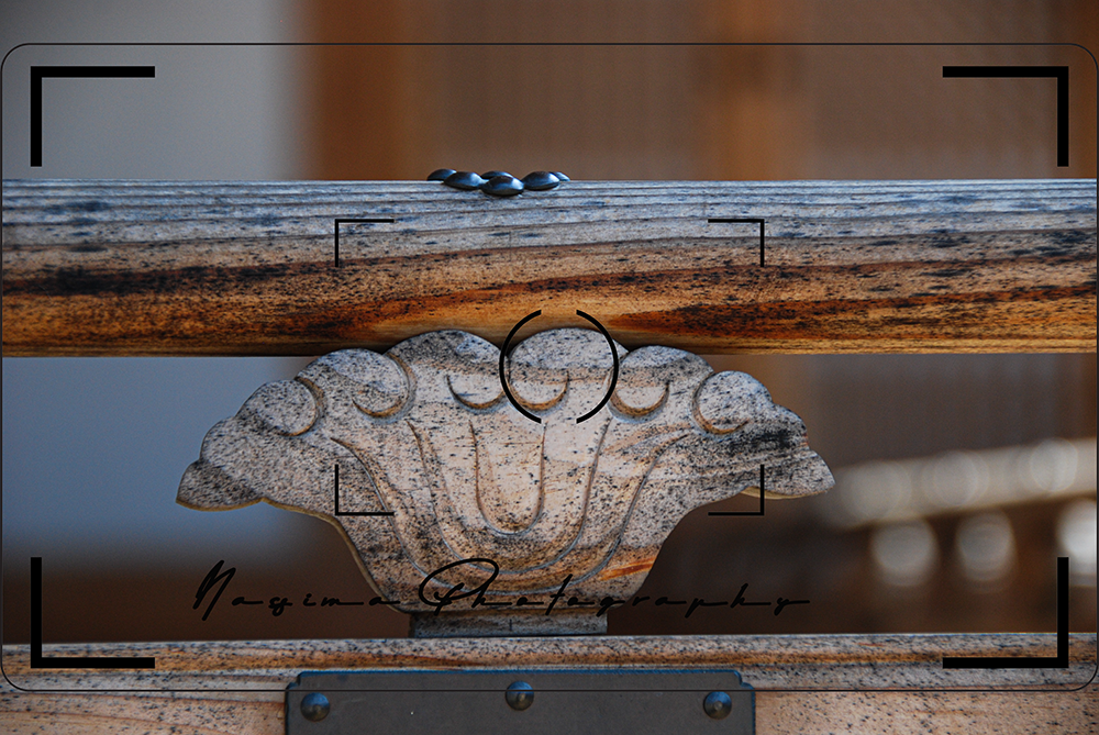 closeup of a wood rail at Gyeongbokgung in Seoul, South Korea