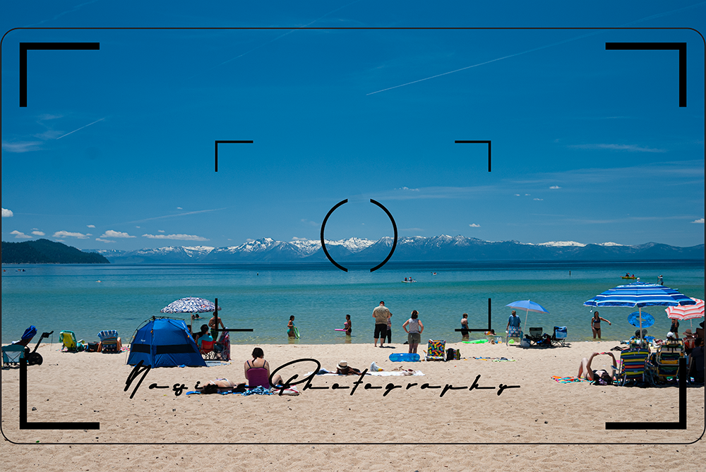 Looking at the beach and Lake Tahoe on Sand Harbor