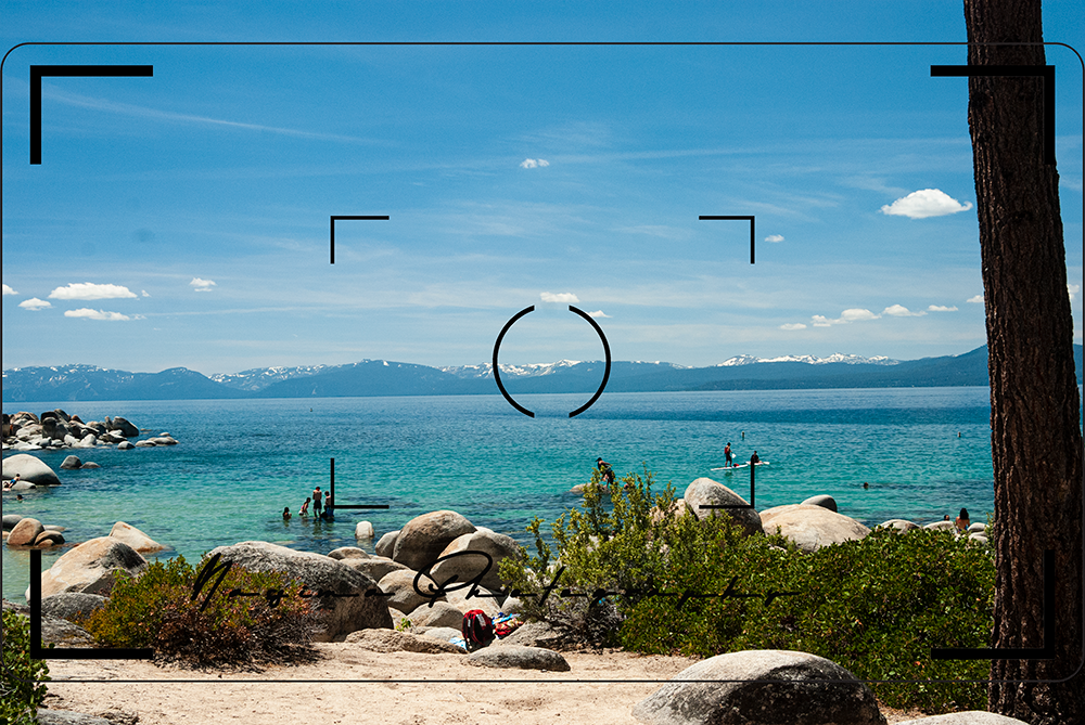 Looking at the beach and Lake Tahoe on Sand Harbor in Nevada State Park